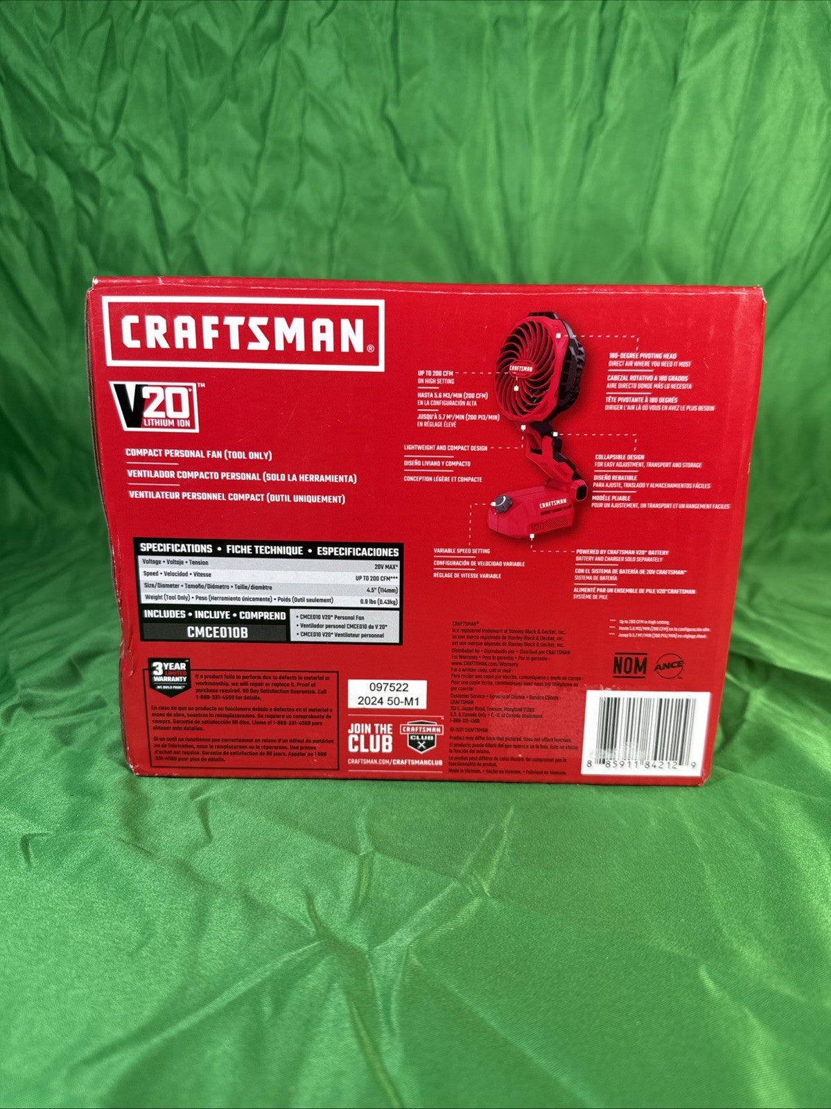 CRAFTSMAN V20 Cordless Personal Fan, Compact and Collapsible, Tool Only