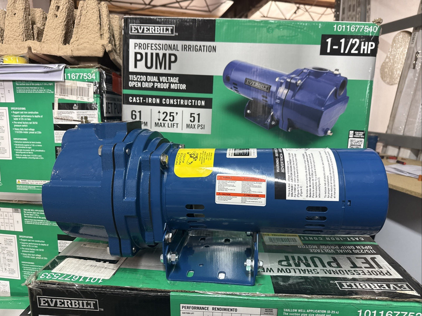 Everbilt 1-1/2 HP Cast Iron Lawn Irrigation Pump Sprinkler Pump NEW Open Box