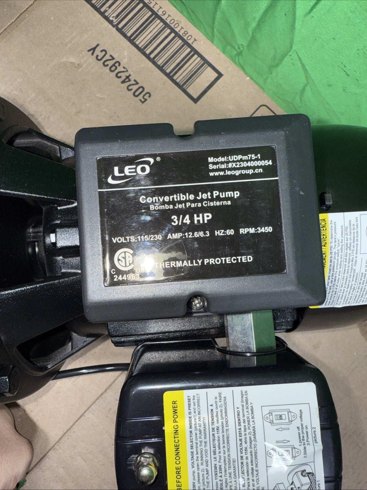 LEO3/4 HP 115/230-Volt Cast Iron Convertible Jet Pump NEW Open Box
