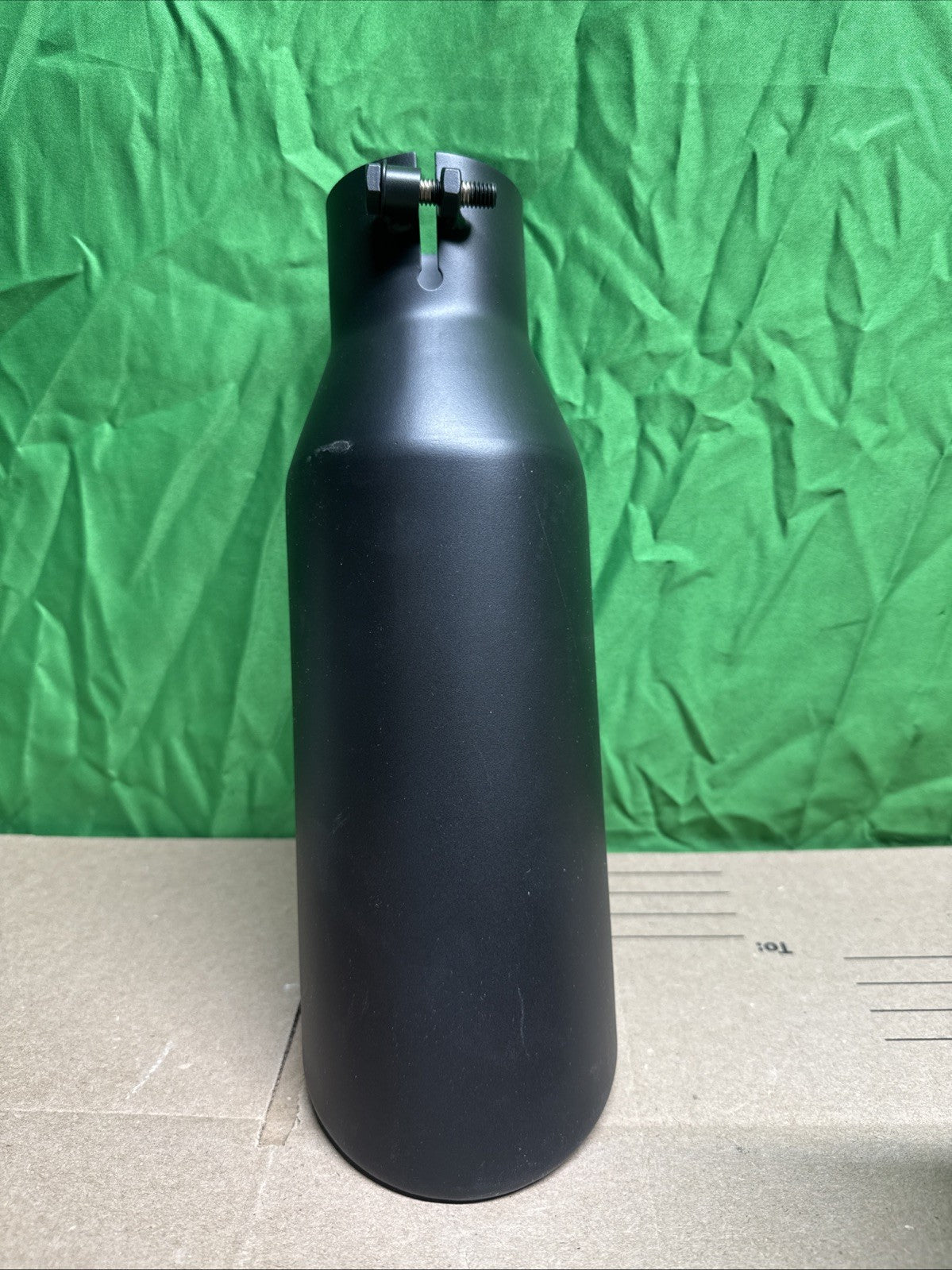 Black 2.5" Inlet 4" Outlet 12" Long Rolled Edge Bolt-On Angle Cut Exhaust Tip