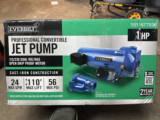 Everbilt 1 HP Professional Convertible Jet Pump *for Parts* Read Description**