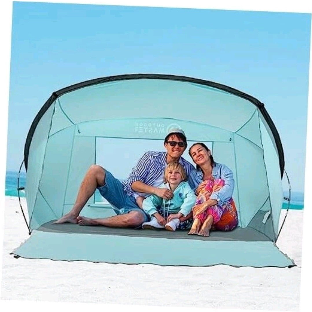 Beach Tent for 3-4 Person - Easy Setup and Portable Beach Shade Sun Green