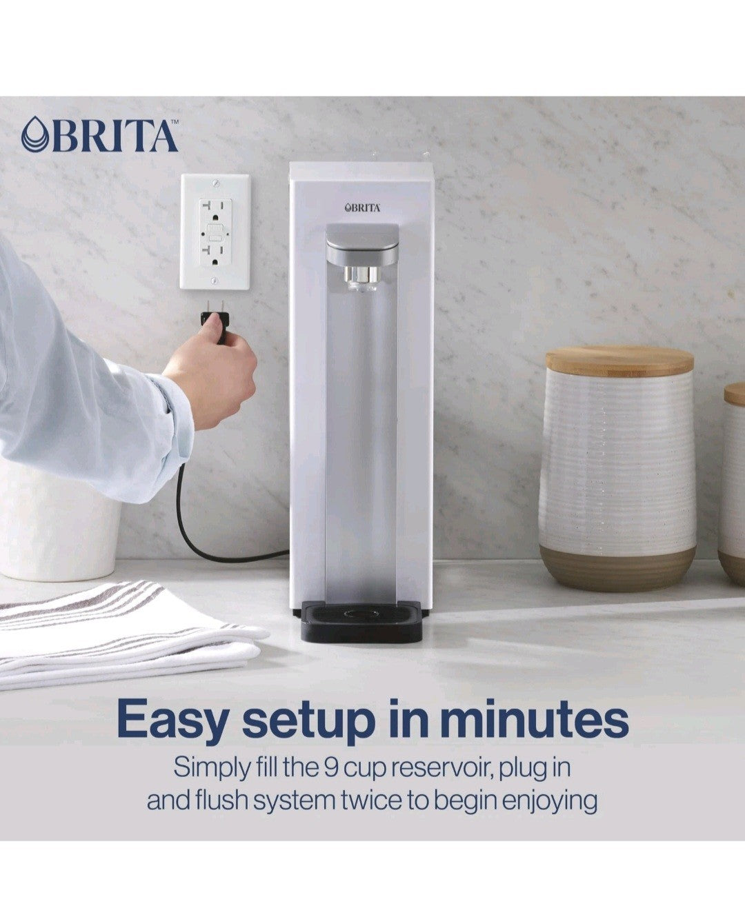 Brita Hub Compact Instant Powerful Countertop Water Filter System 9 Cup Tank