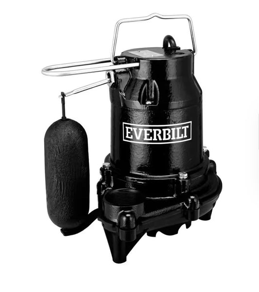 Everbilt HDS30 1/3 HP Cast Iron Submersible Sump Pump - Black