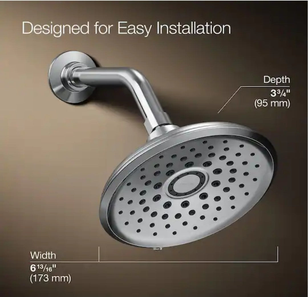 KOHLER Cursiva 3-Spray 6.75 in Wall Mount Fixed Showerhead Polished Chrome NOB