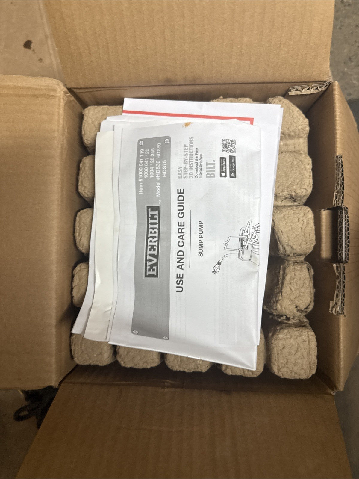 Everbilt 1/2 HP Cast Iron Sump Pump Model # HDS50 Used