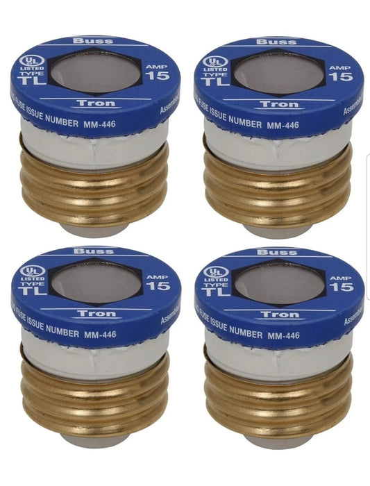 Buss Bussman TL-15PK4 Type TL 15A 15 Amp Time Delay Plug Fuse , 4 Pack