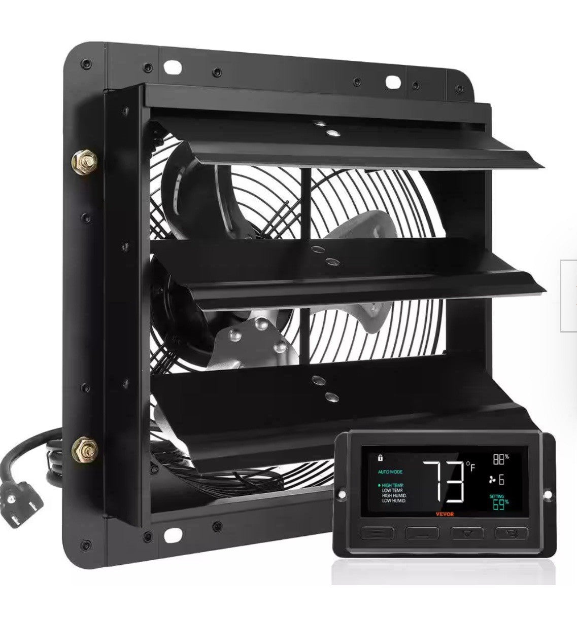 VEVOR Shutter Exhaust Fan Shop Exhaust Fan 10'' Remote Control Wall-mount Attic