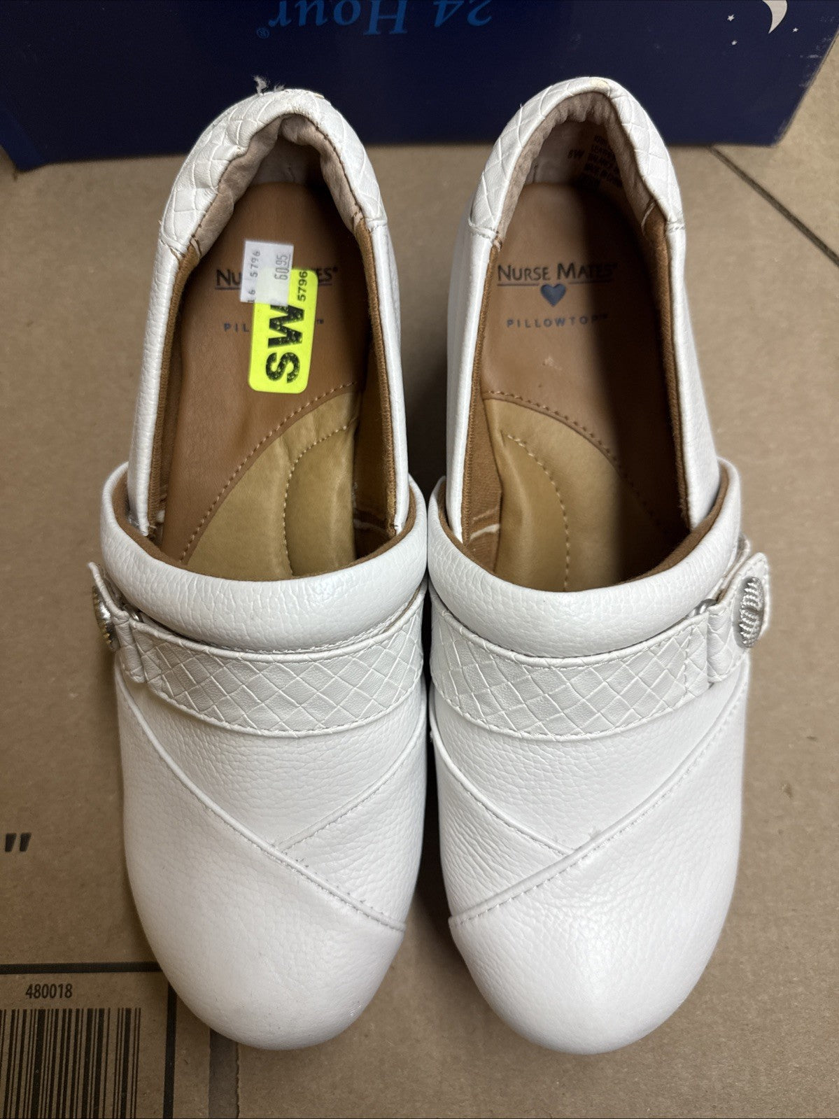 Women’s Nurse Mates Kris pillowTop lightweight Clog 8W White Leather