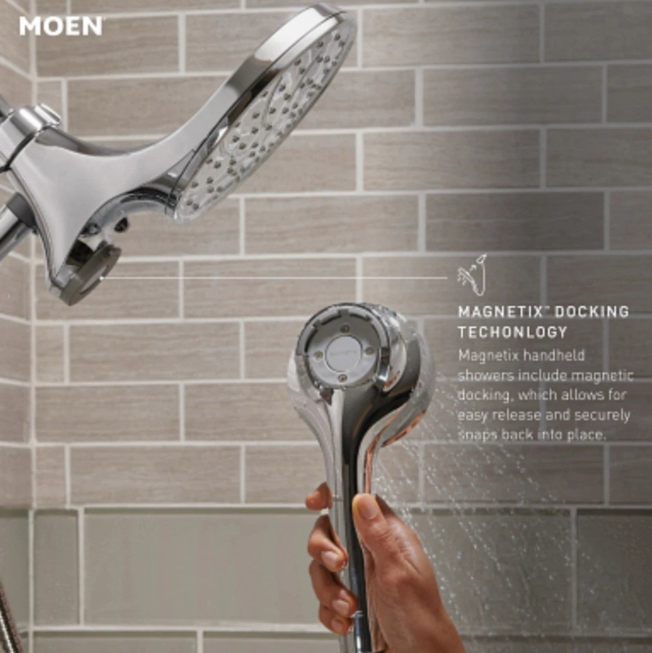 Moen 26008SRN Attract Magnet 6-Spray Hand Shower & Shower Head in Brushed Nickel
