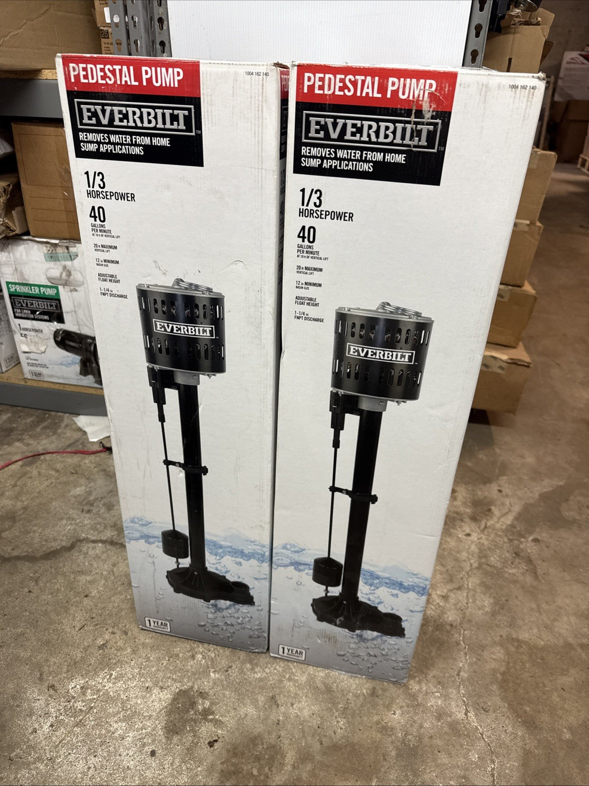 Everbilt 1/3 HP Plastic Pedestal Sump Pump  Corrosion Resistant NEW Open Box