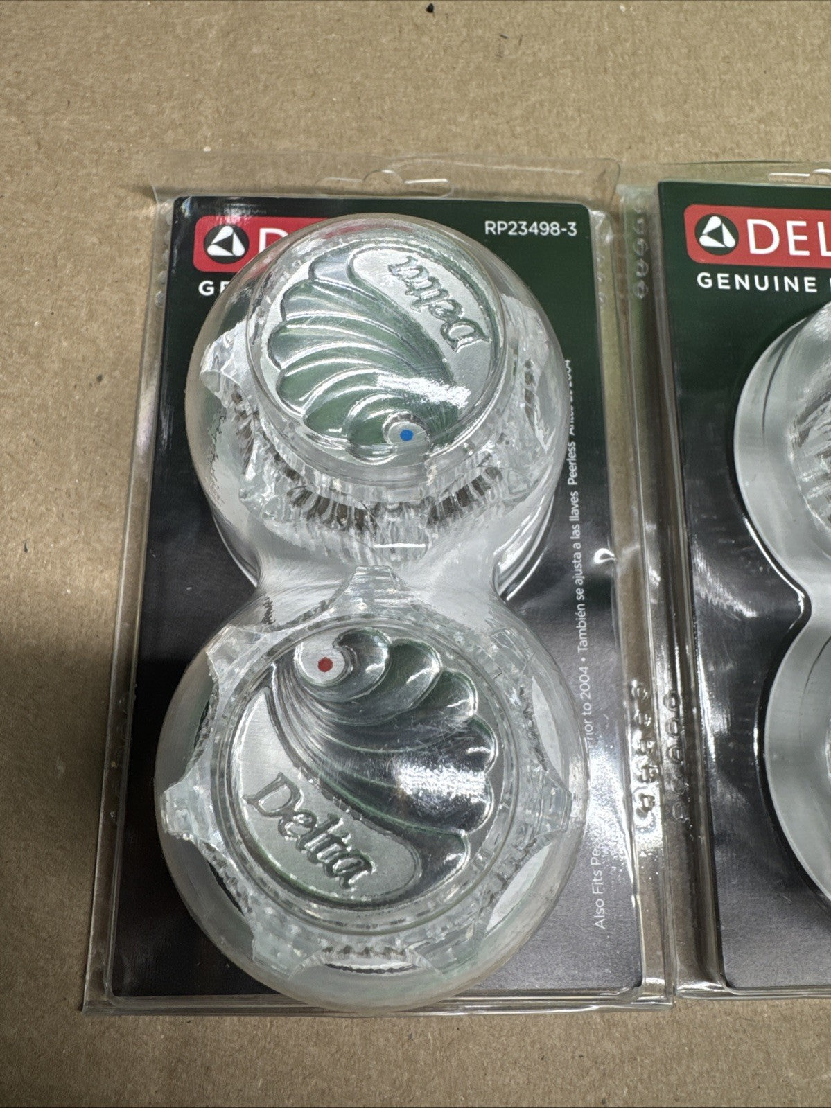 3PACK Delta Hot and Cold Acrylic Knob Handles Set Clear for Faucets RP23498-3