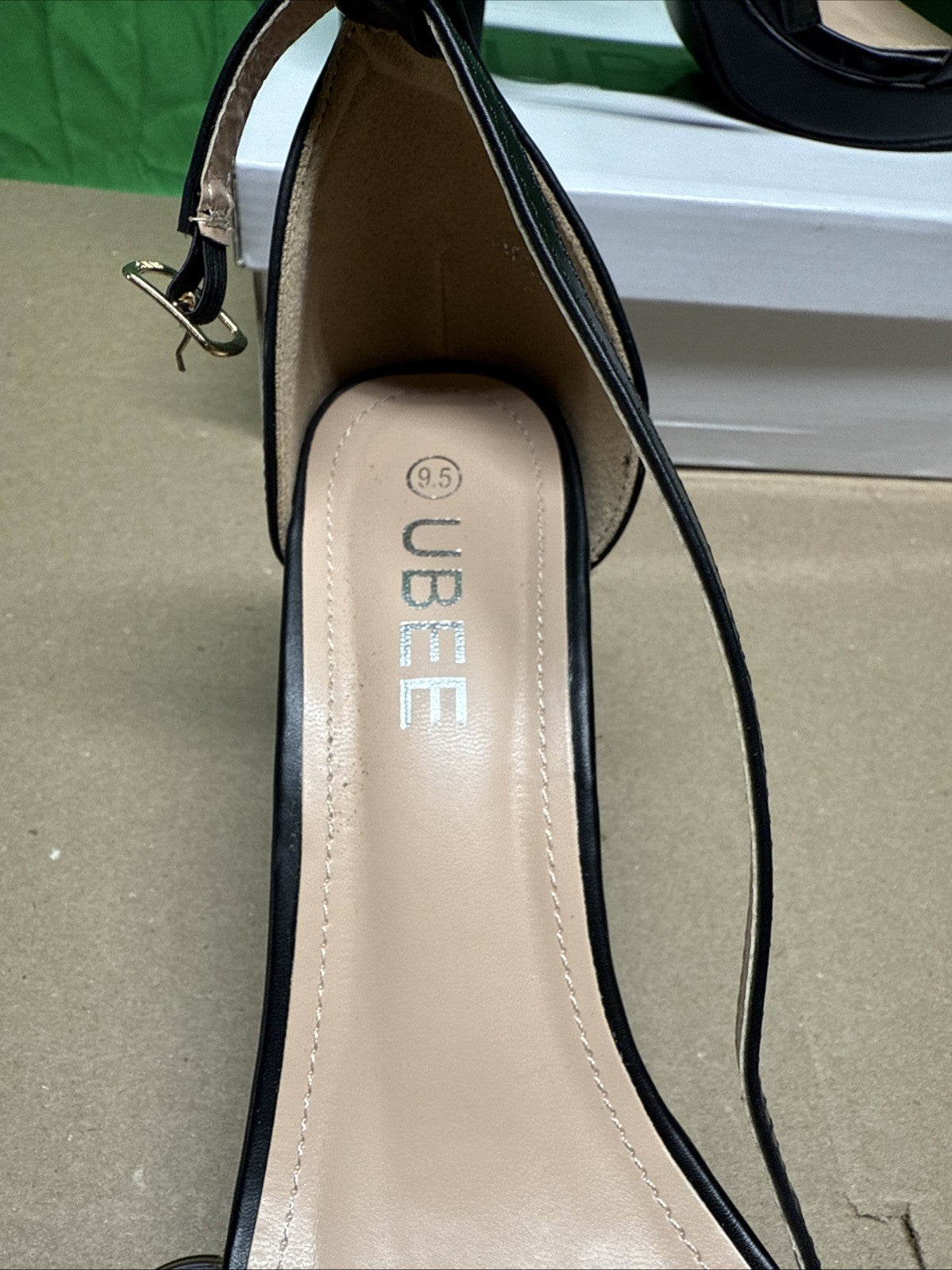 Nude High Heels Size 9.5 Women's open toe ankle strap Thick heel