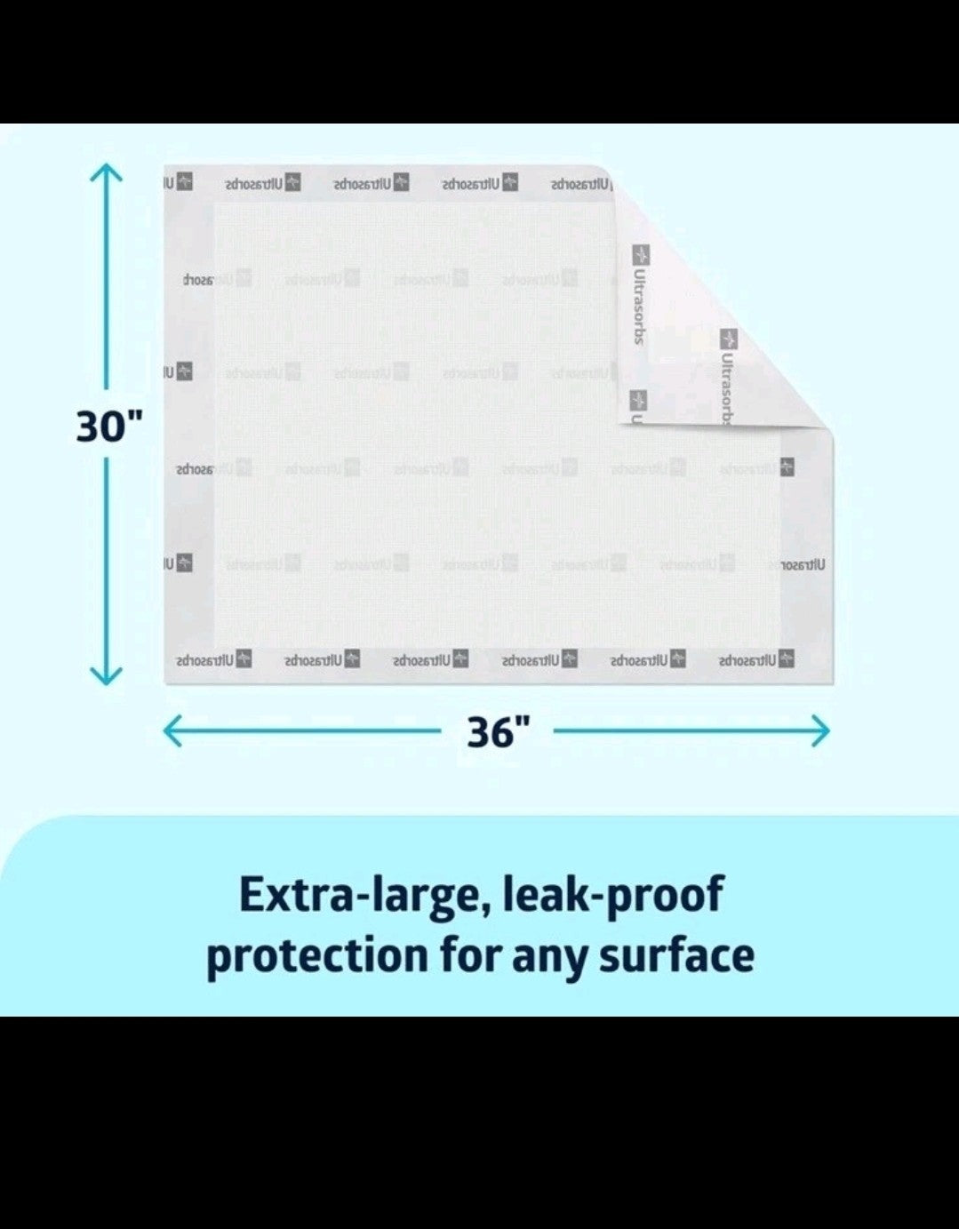 Medline Ultrasorbs Drypads 30" x 36" 25 Pack Super Absorbent Disposable Bed Pads