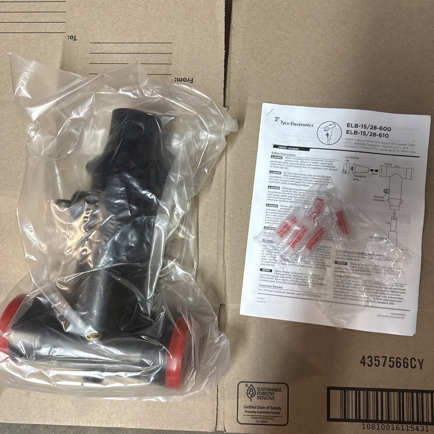 Tyco Electronics ELB-15/28-610 Dead Break Elbow Connector 16.2kV-GND 600A