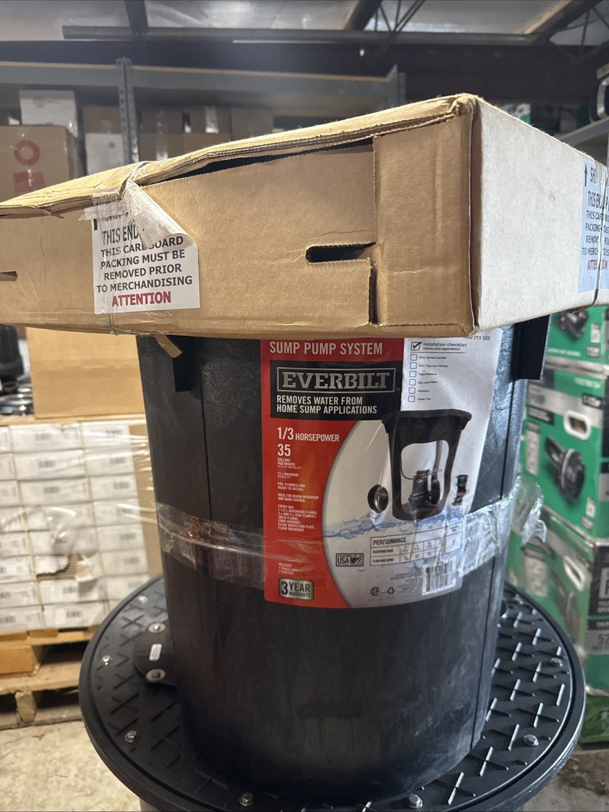 Everbilt THD1095 3/10 HP Pre-Plumbed Sump Pump System