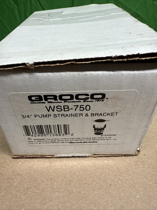 GROCO 3/4" Pump Strainer & Bracket WSB-750 New Open Box