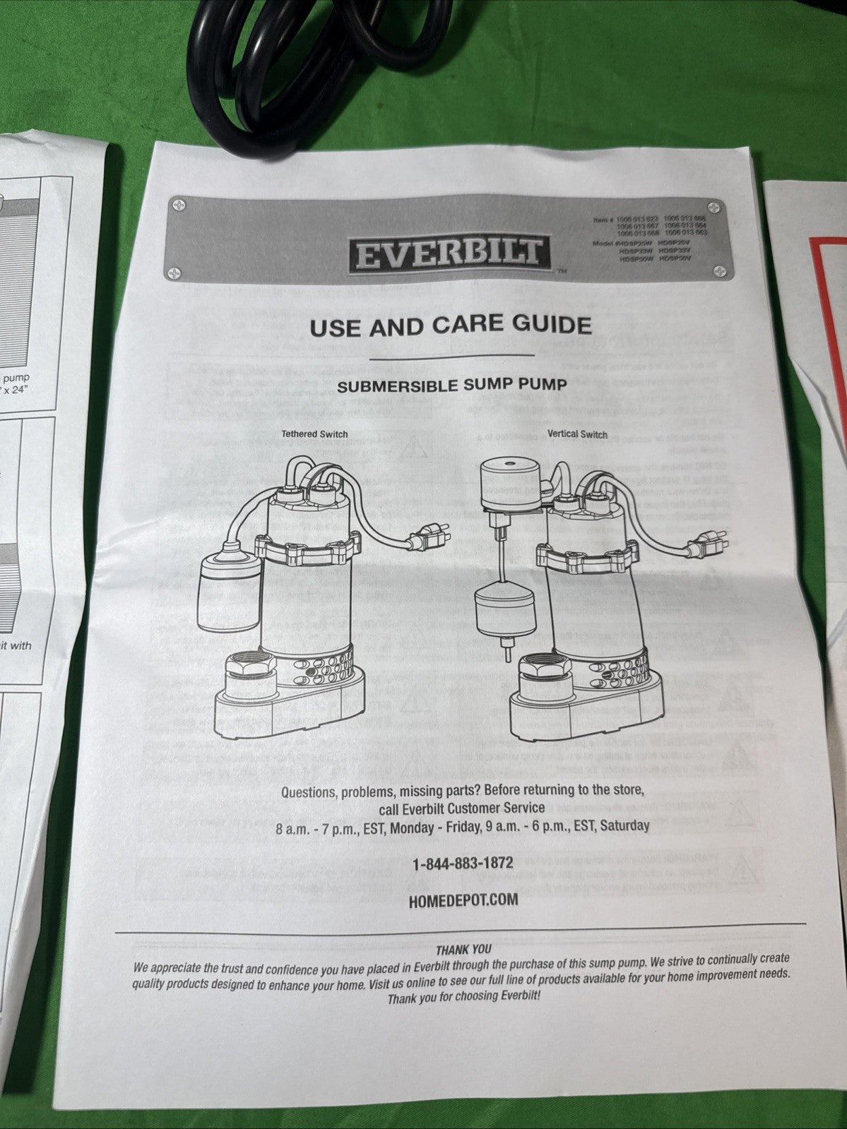 Everbilt HDSP50W 1/2 HP Submersible Aluminum Sump Pump with Tethered Switch
