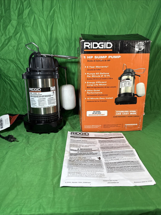 New RIDGID 1 HP Stainless Steel Dual Suction Sump Pump NEW OPEN BOX