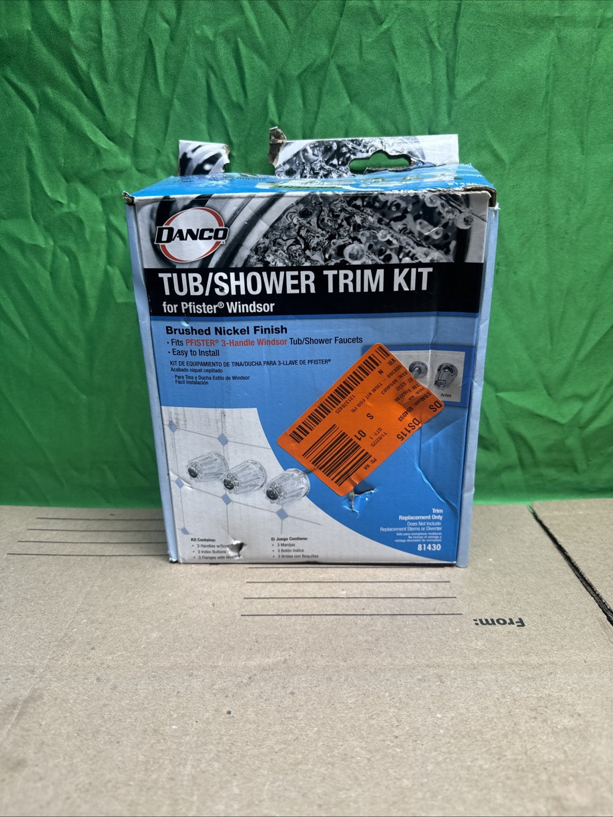 Danco 81430 Pfister Windsor Tub / Shower Trim Kit, Brushed Nickel NEW OPEN BOX