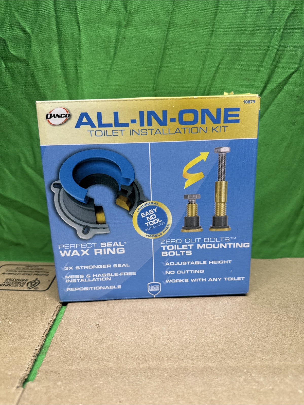 4PK DANCO All-In-One Toilet Installation Kit 10879 Perfect Seal Zero Cut Bolts