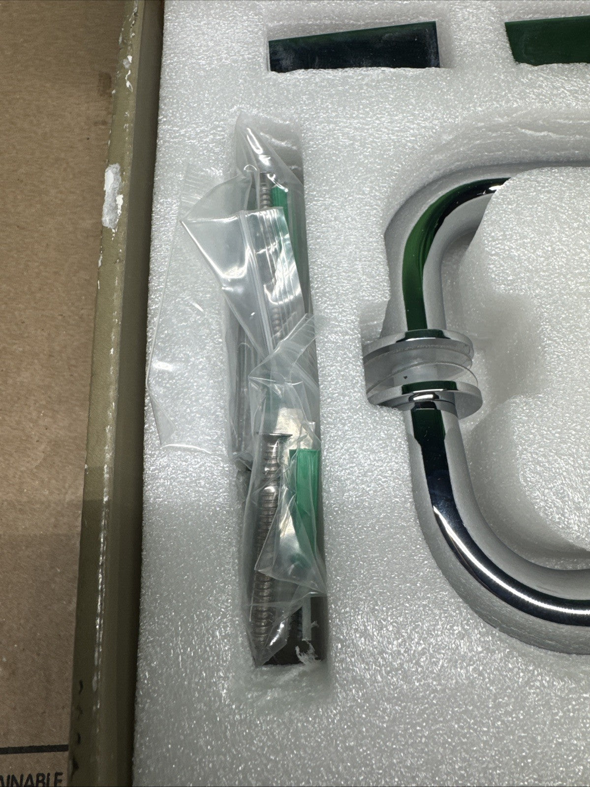 Glass Warehouse  Wall Hinged Hardware Pack in Polish Chrome with Handle.