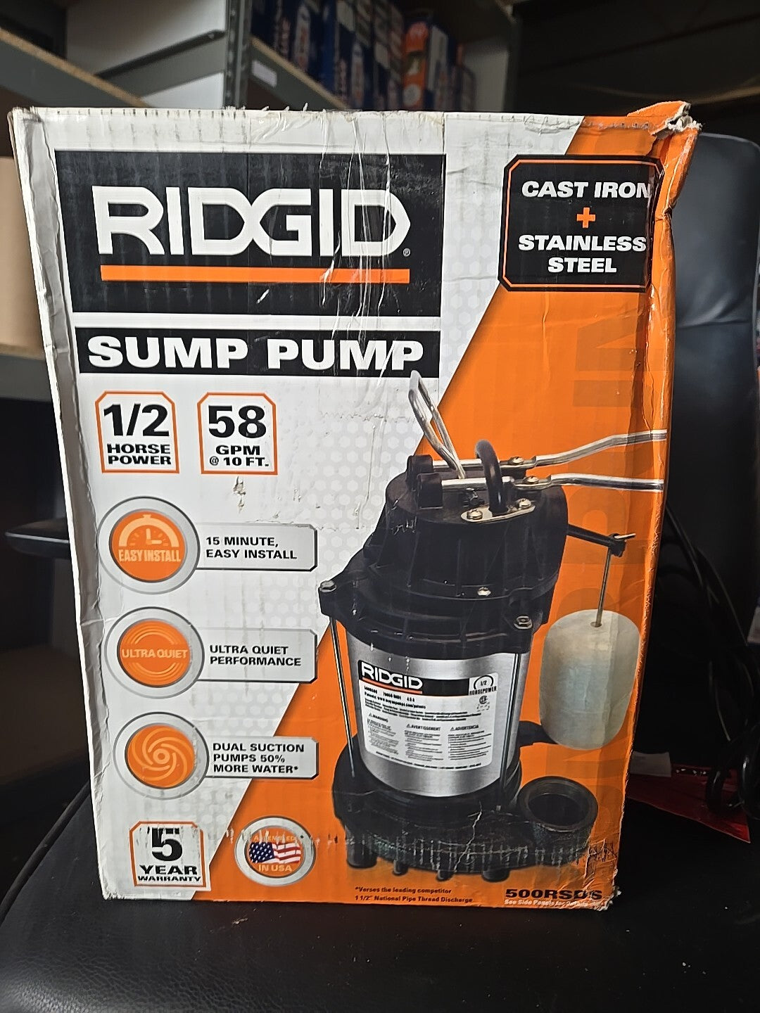 RIDGID 1/2 HP Cast Iron Sump Pump 500RSDS