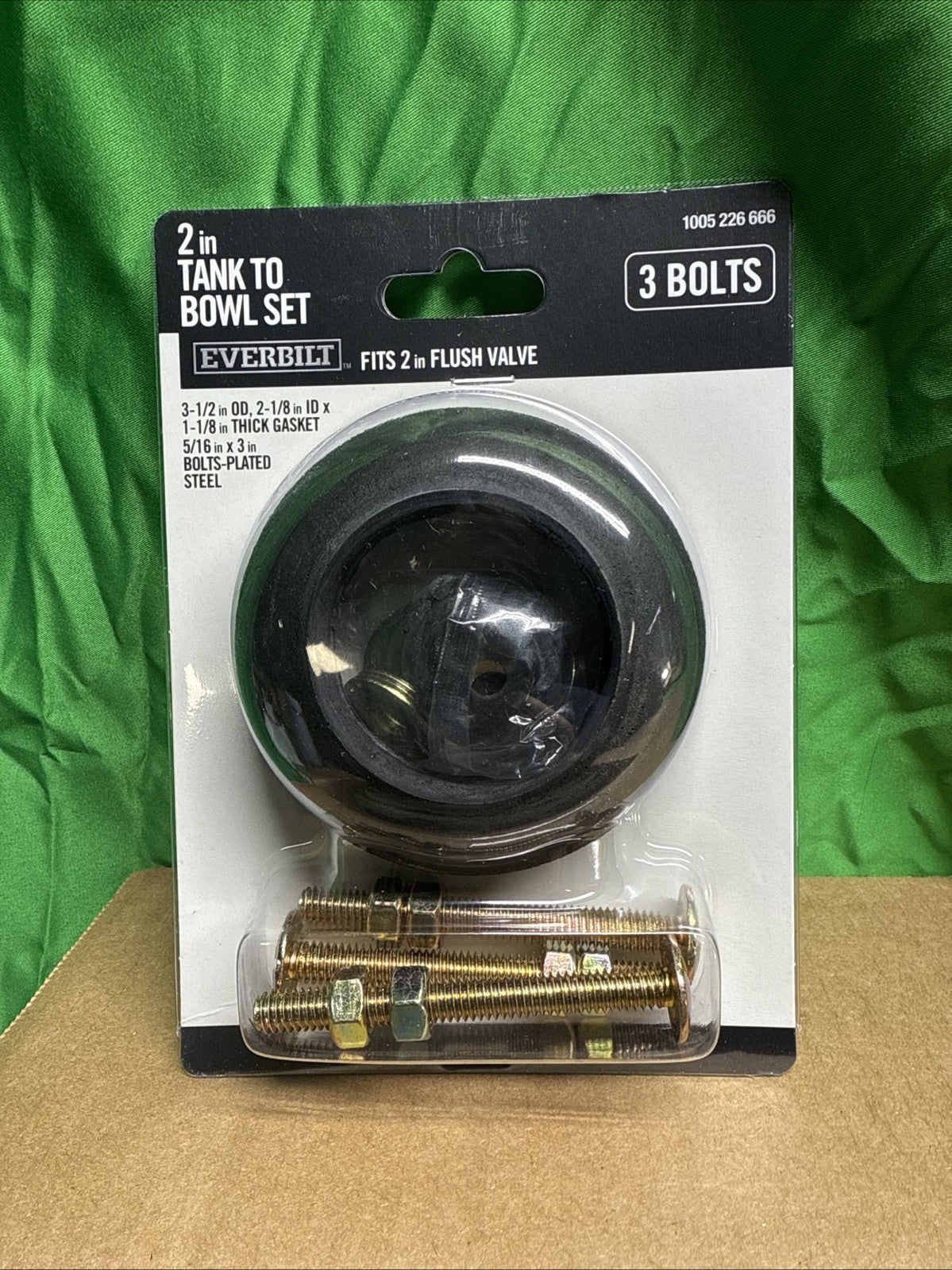 Everbilt Toilet 2 Inch Tank to Bowl Set Fits 2" Flush Valve 3 Bolts 1005 226 666