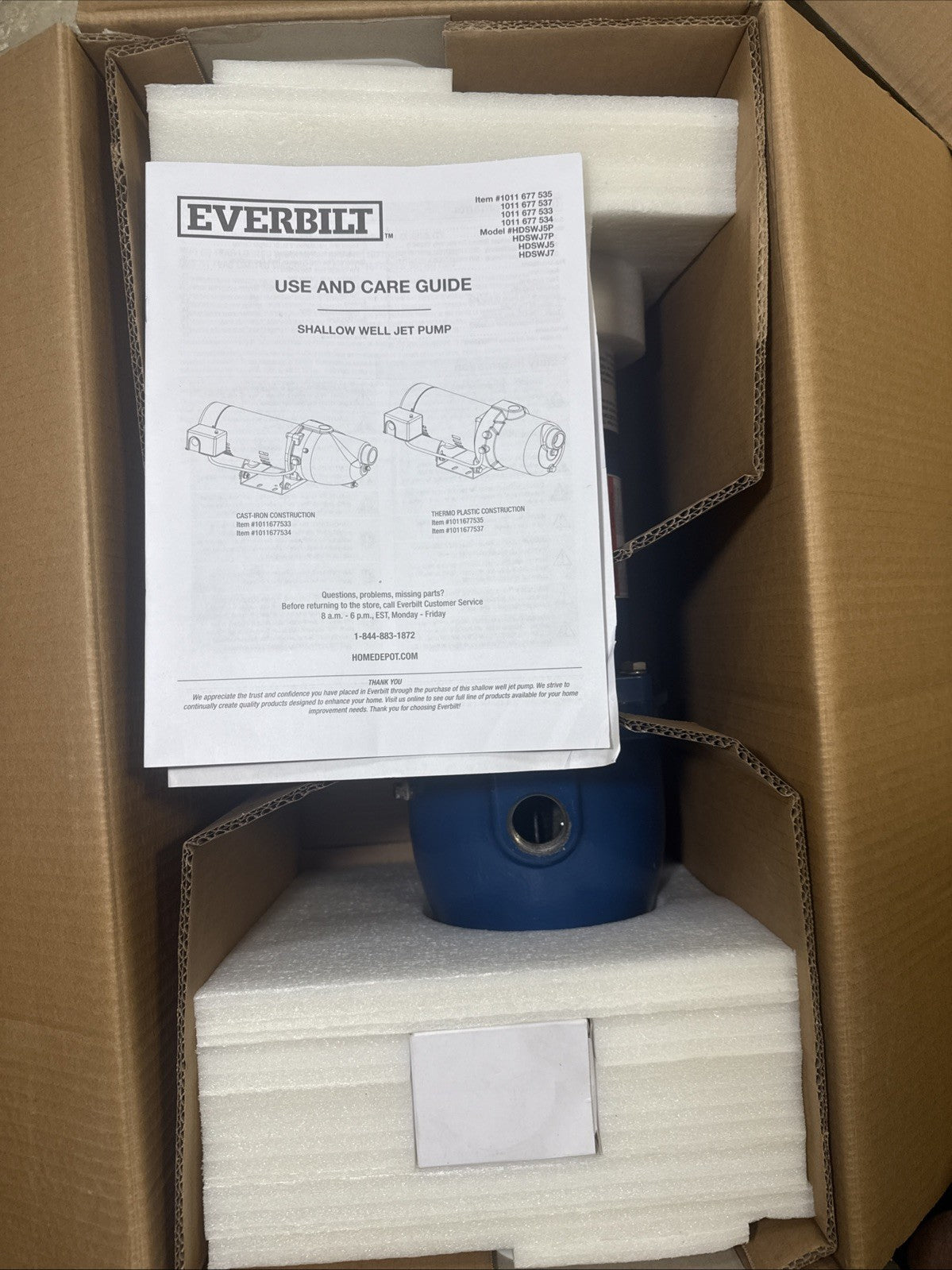 Everbilt Shallow Well Jet Pump Cast Iron 1/2HP HDSWJ5 Excellent Condition Tested