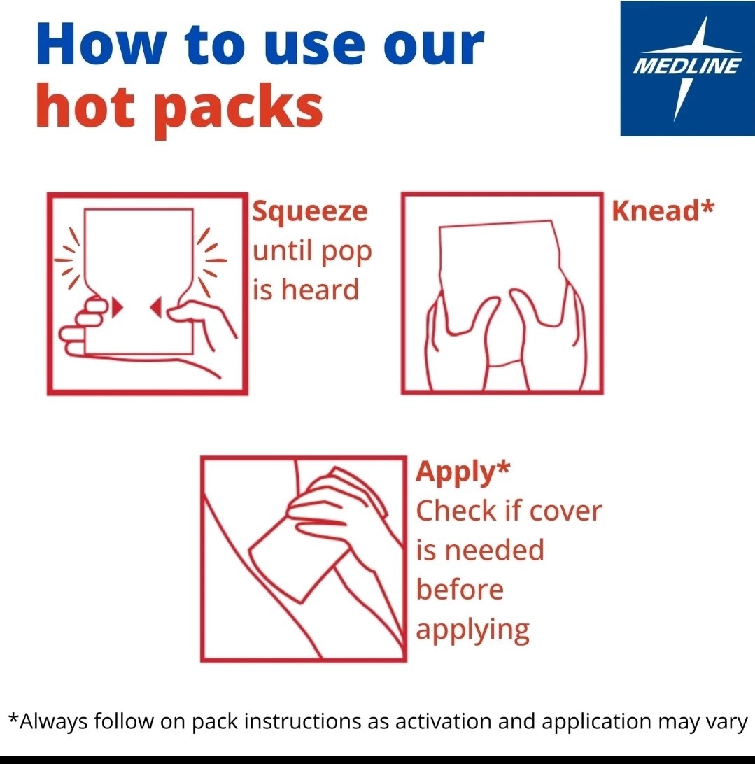 Case of 24 Medline Instant Hot Pack, 6 in. x 6 in.