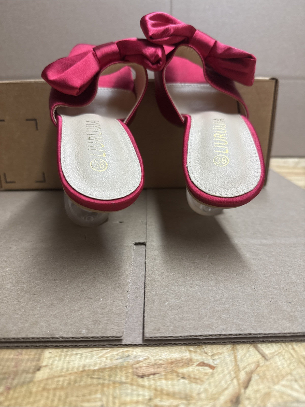 Liuruijia Women’s Size 7 bow high heels mules dress sandals slip on shoes