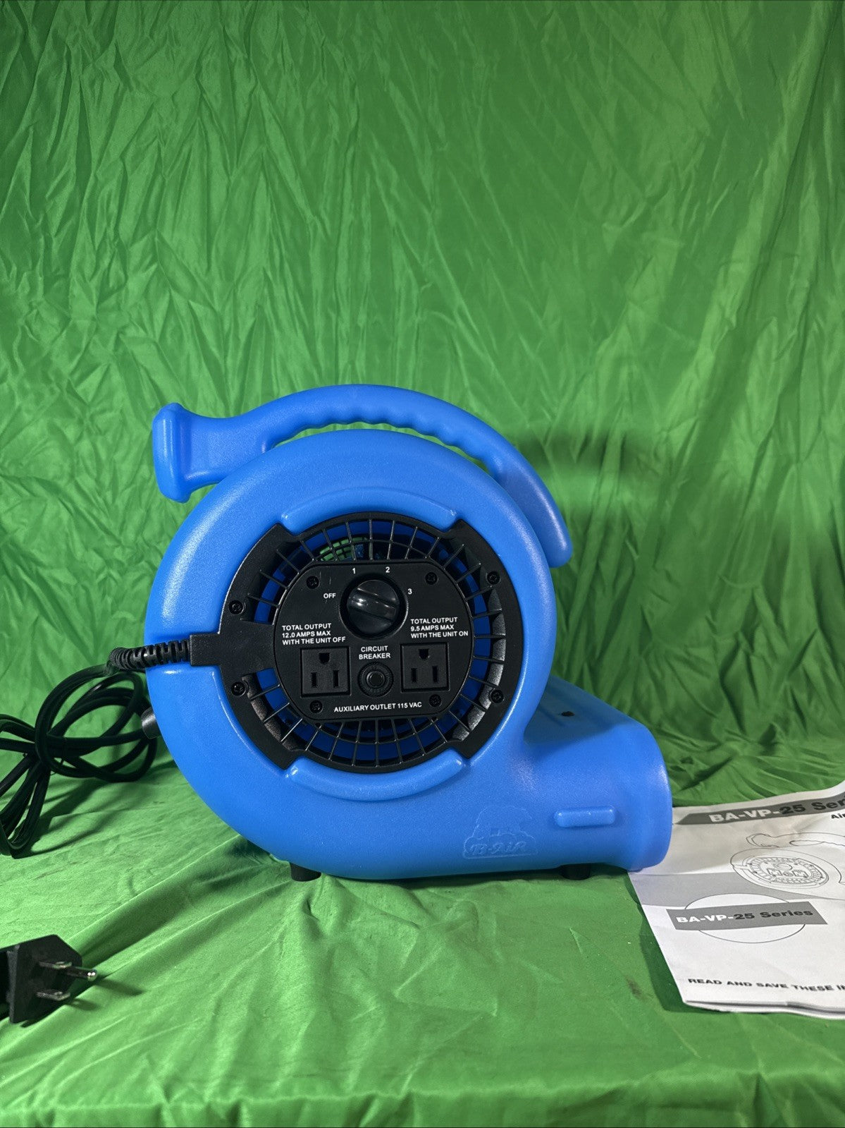 B-Air 1/4 HP Air Mover Blower Fan for Water Damage Restoration in Blue
