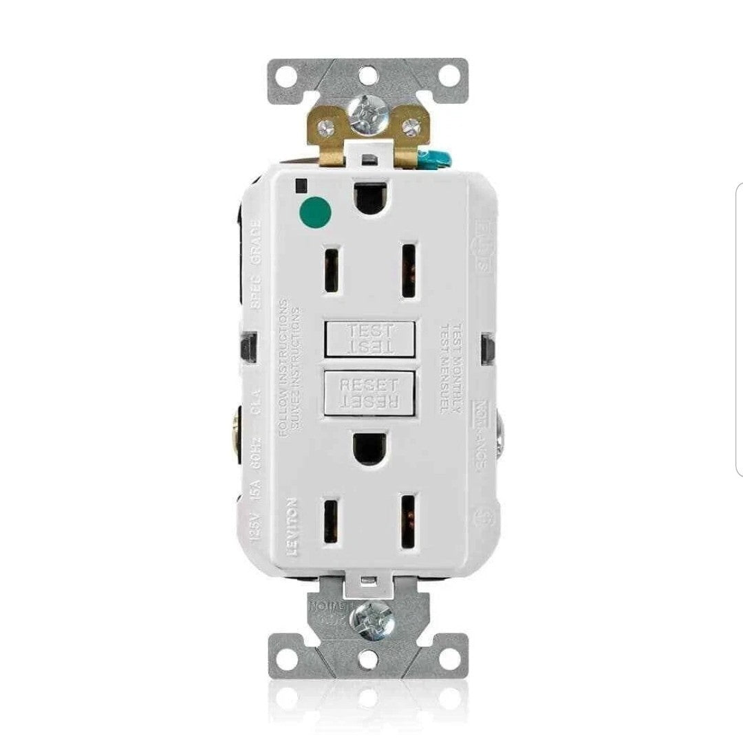 15 Amp Self-Test SmartLockPro Hospital Grade Duplex GFCI Outlet with LED, White