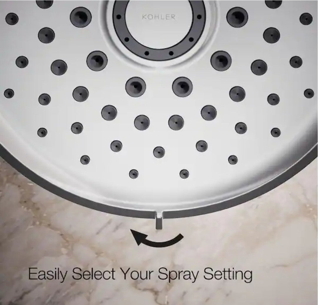 KOHLER Cursiva 3-Spray 6.75 in Wall Mount Fixed Showerhead Polished Chrome NOB