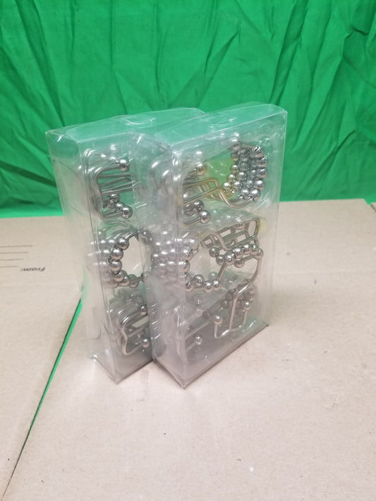 2pc Shower Curtain Hooks Rings RustResistant Metal Double Glide Shower Hooks NEW