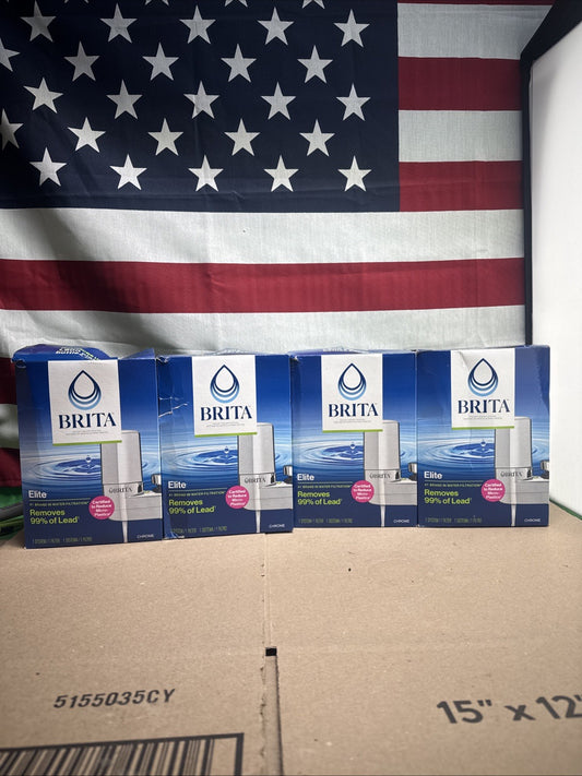 LOT OF 4 BRITA Water Faucet Filtration System Chrome Filters Chlorine & Lead