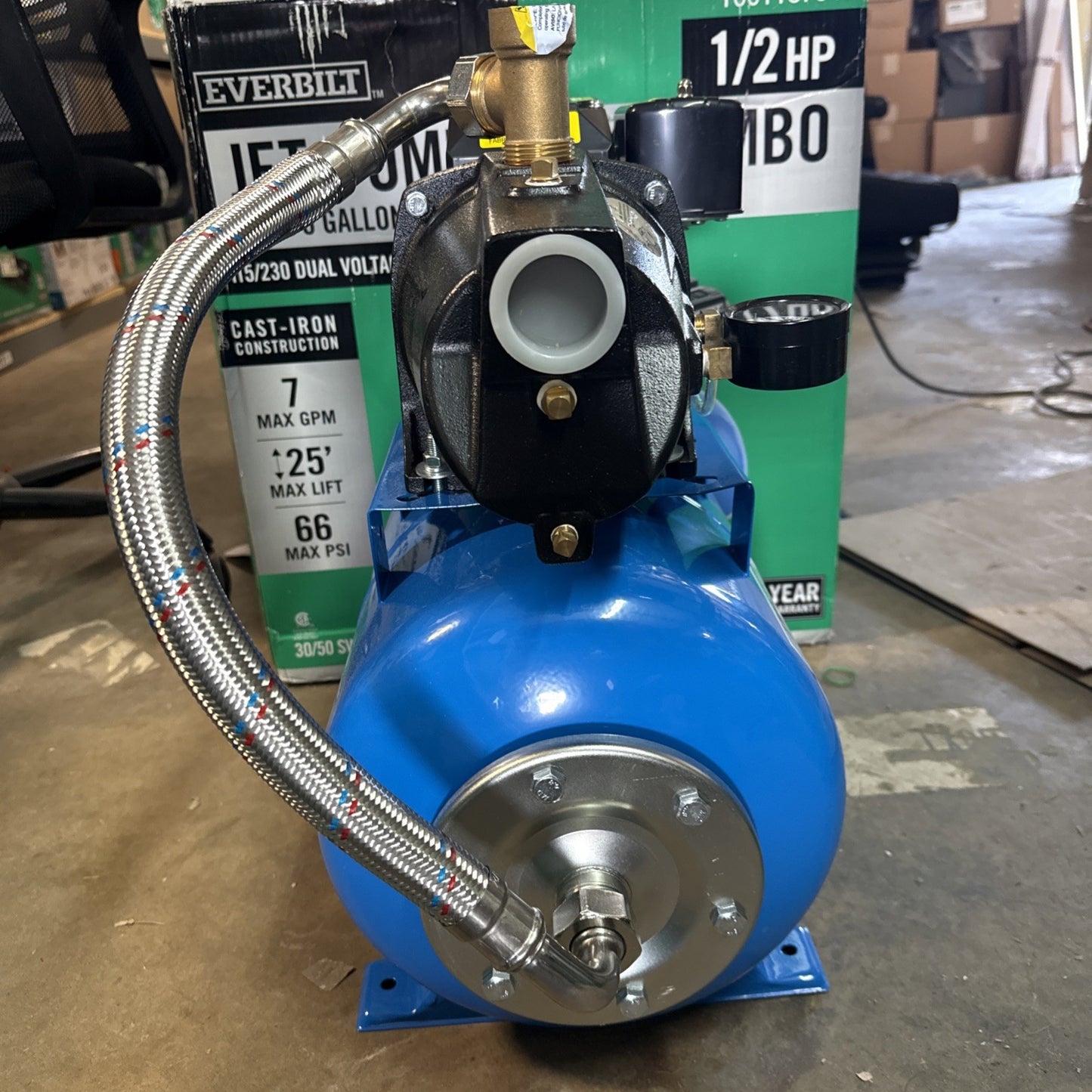Everbilt 1/2HP Jet Pump/Tank Combo Cast iron with 6 Gallon Tank New OB