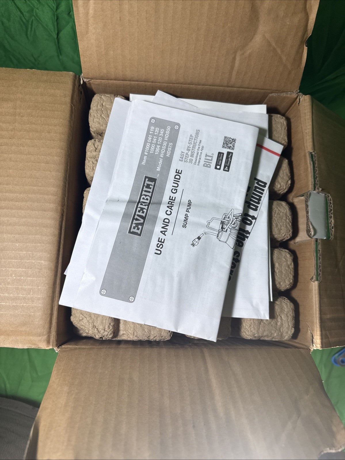 Everbilt 1/2 HP Cast Iron Sump Pump Model # HDS50 OPEN BOX