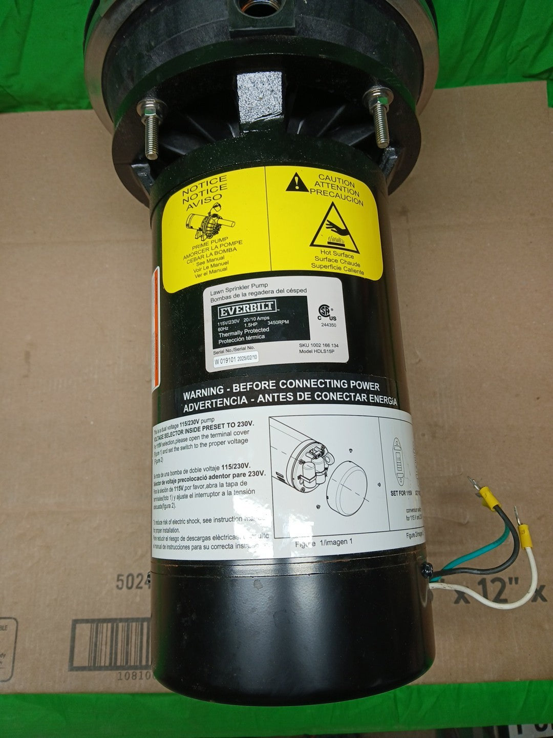 Everbilt Lawn Irrigation Pump Plastic 1.5HP HDLS15P PARTS ONLY