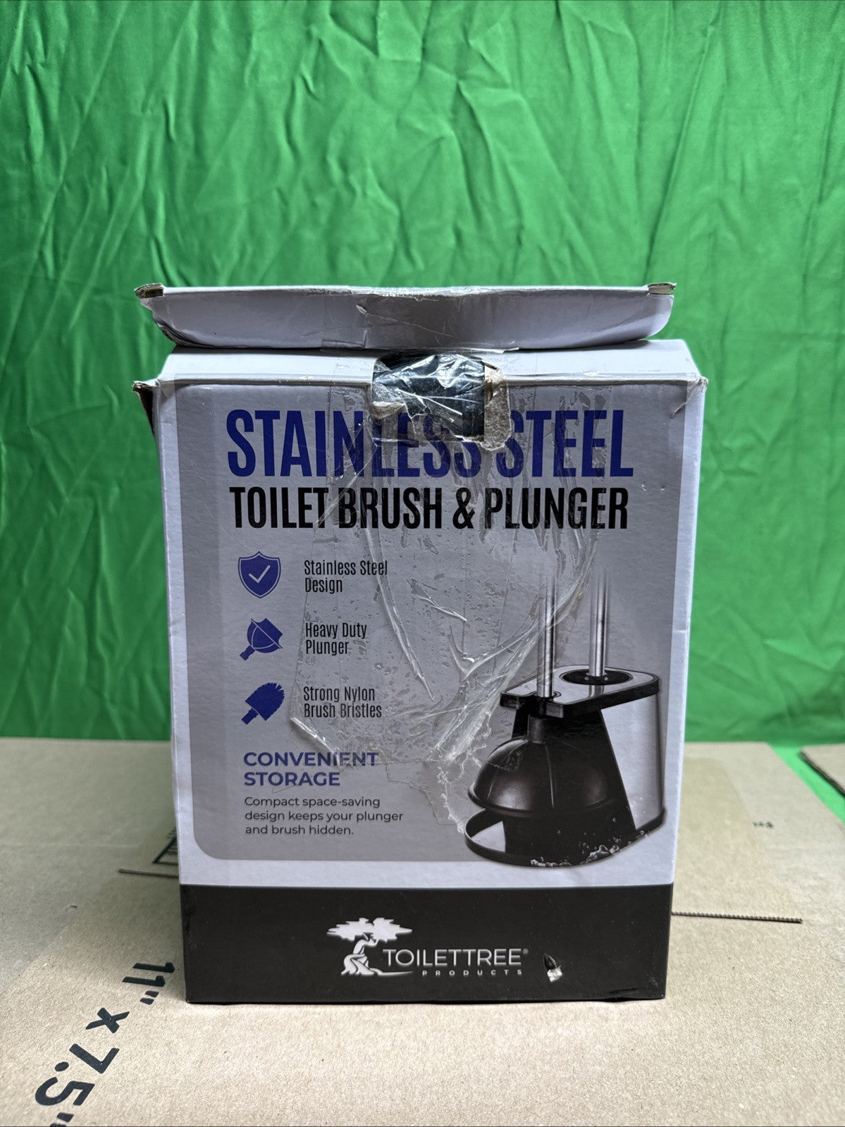 Stainless Steel Bathroom Cleaning Toilet Bowl Brush and Plunger Combo Set Black