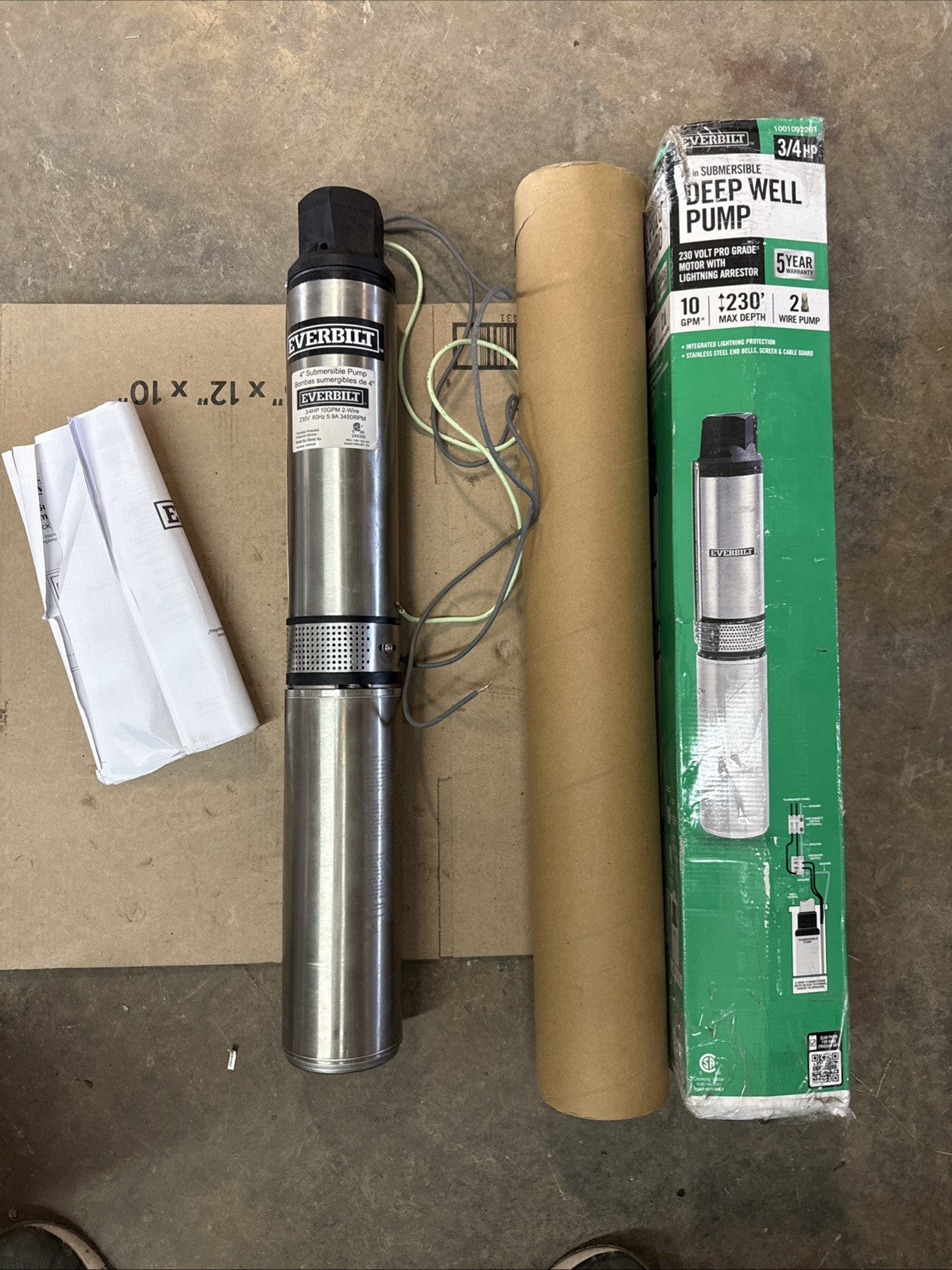 Everbilt Submersible 2-Wire Motor Deep Well Potable Water Pump 3/4HP 10gpm