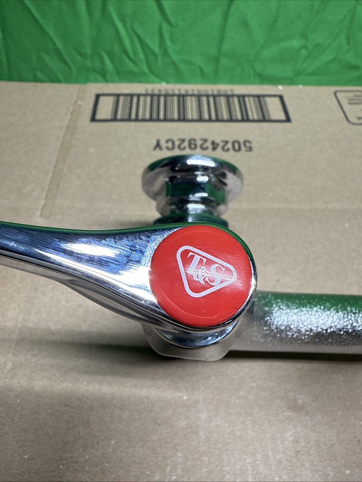 T&S Brass Service Sink Faucet Wall Mount 8" Center Built In Stop Chrome Industri