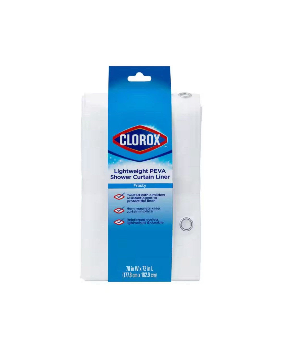 4G PEVA Shower Curtain Liner White 70" W x 72" L MSI006866.  8PACK