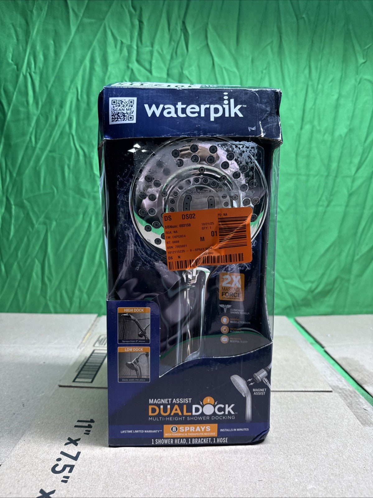 Waterpik 8-Spray Wall Mount Magnet Multi Height Handheld Shower Head 1.8 GPM