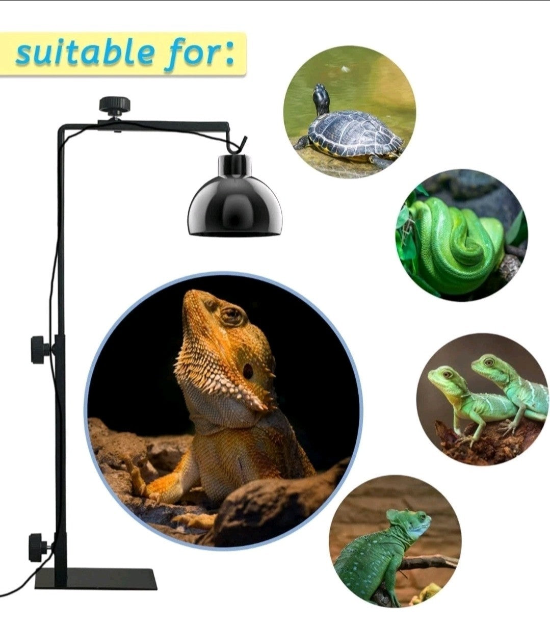 Reptile Lamp Stand, Adjustable Heat Lamp Bracket, Floor Metal Lamp Holder NIB