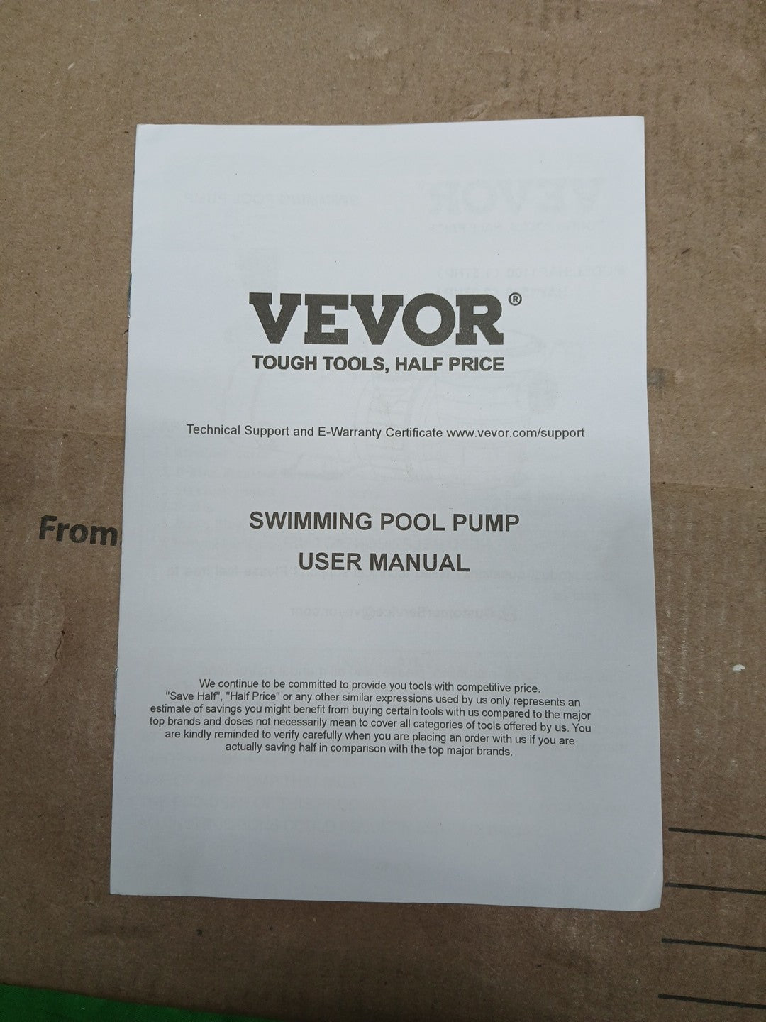 VEVOR Swimming Pool Pump 1.5HP 115V 1100W, Single Speed Pumps for Above Ground,