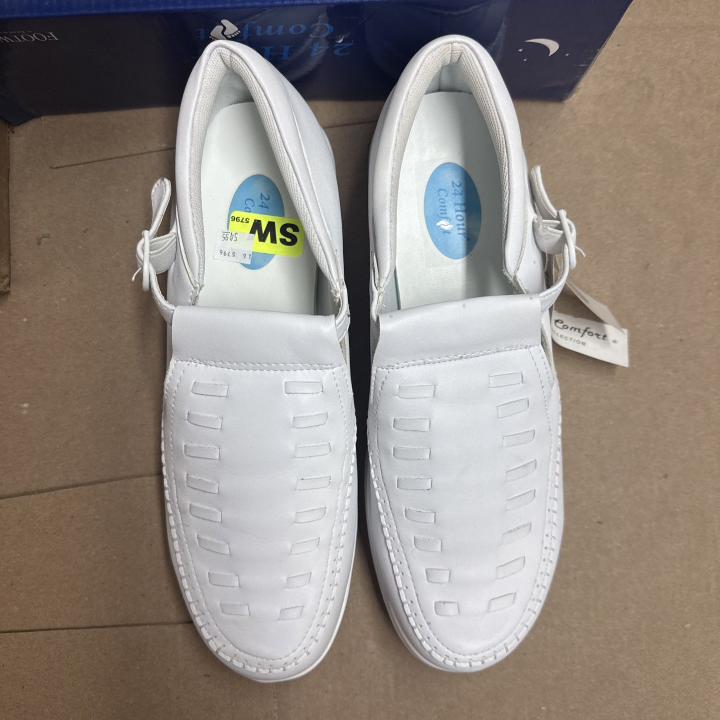 24 HOUR COMFORT Chloe Women's 12 Wide Width Moccasin Design Leather Shoes Nurse