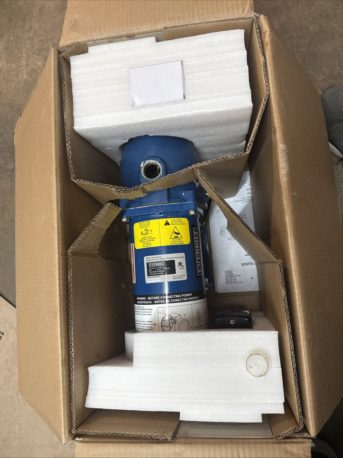 Everbilt 3/4 HP Cast Iron Shallow Well Jet Pump HDSWJ7 as is, *Used For Parts*