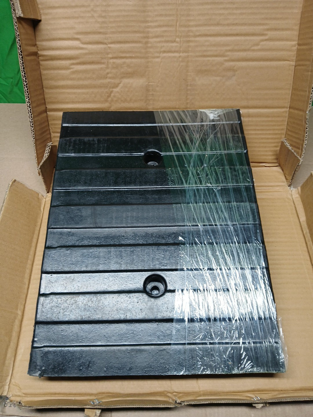 Pyle 1 Ft. Rubber Threshold Curb Ramp - Green Reflective Strips NEW OPEN BOX