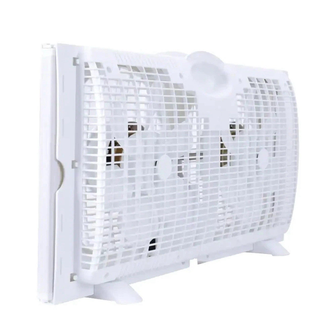 Window Fan Twin Reversible 9 in Adjustable Thermostat 3 Speed Quiet White